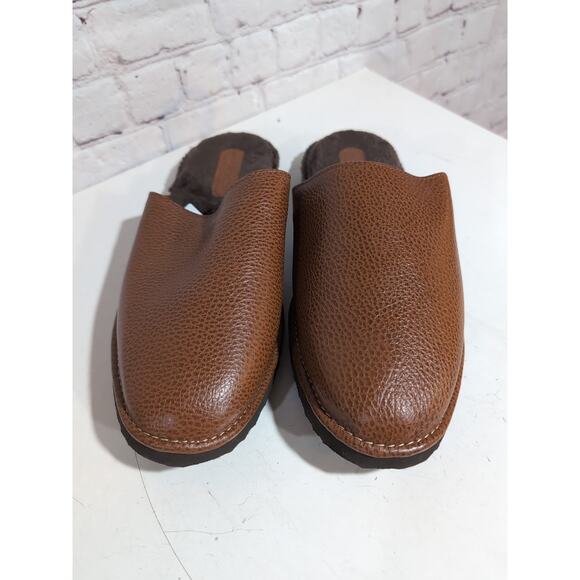 Beckett Simonon Mens Jones Slippers Size 11 Tan Pebbled Leather New Without Tags - Picture 9 of 12